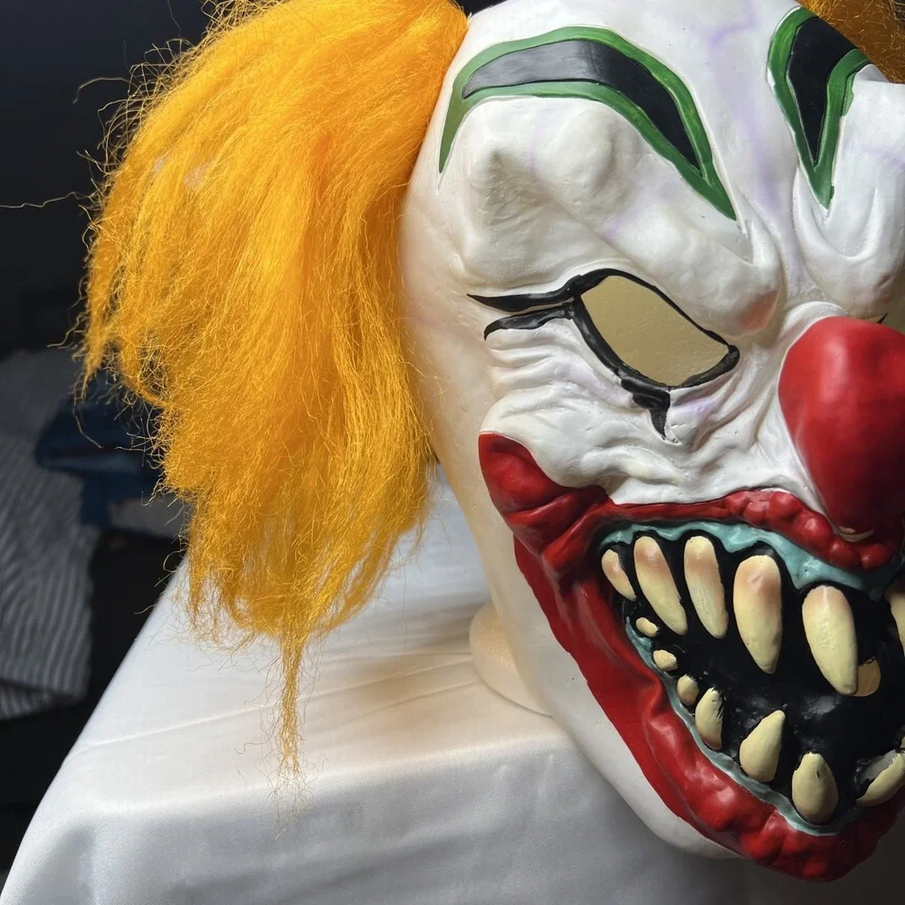 Spirit Halloween Evil Killer Clown Latex Mask Orange Hair Adult Horror